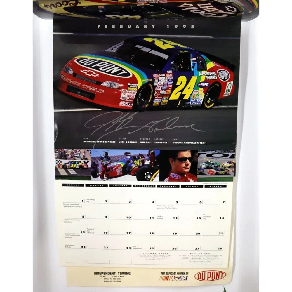 Jeff Gordon 1998 Dupont Shop Calendar - New Old Stock Retro 90's NASCAR